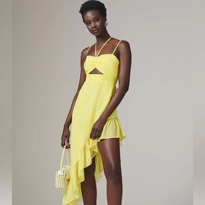 Anthropologie Yellow Asymmetrical Ruffled Sundress